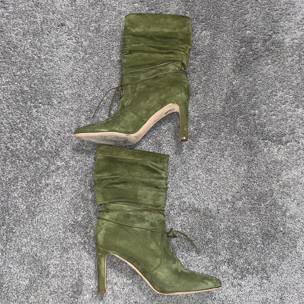 Green Suede Booties - image 3